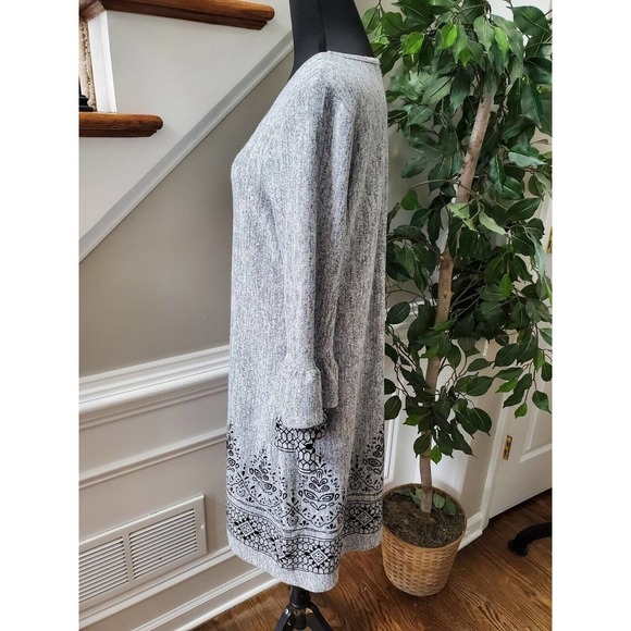 Tacera Solid Gray Polyester Round Neck Long Sleeve Knee Length Sweater Dress M - Picture 7 of 12